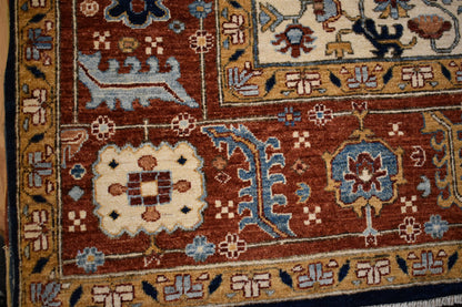 Afghan Heriz Rug, 9' x 12'2", in baby blue, blue, brick and camel - photo 3