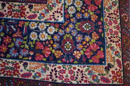 Antique Persian Lavar Kerman Rug, 8'3" x 11'5", in baby blue, green, navy and pink - photo 5
