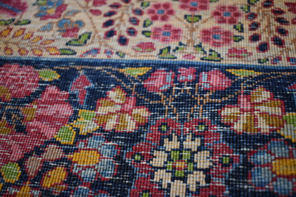 Antique Persian Lavar Kerman Rug, 8'3" x 11'5", in baby blue, green, navy and pink - photo 6