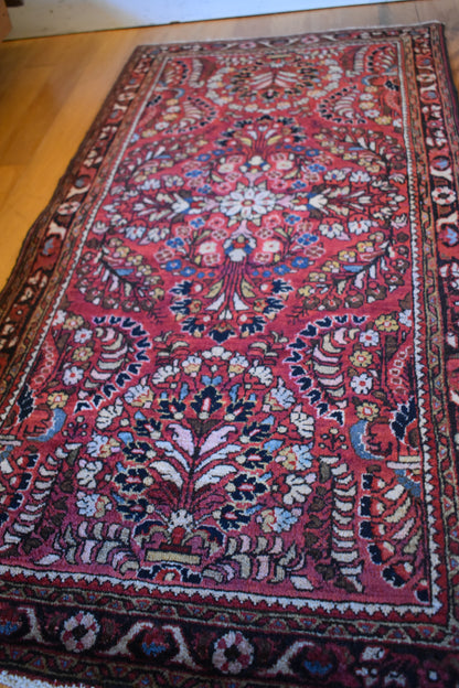 Antique Persian Sarouk Rug, 2' x 3'11", in blue, burgundy, cream and navy - photo 6