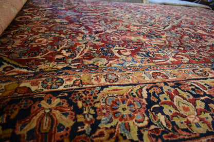 Antique Persian Sarouk Rug, 8'9" x 11'4", in burgundy, navy and red - photo 2