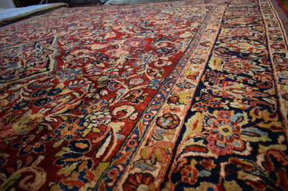 Antique Persian Sarouk Rug, 8'9" x 11'4", in burgundy, navy and red - photo 3