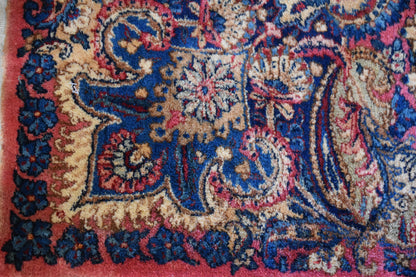 Antique Persian Kerman Lavar Rug, 11'9" x 21'7", in baby blue, blue, ivory and pink - photo 2