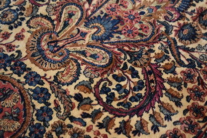 Antique Persian Kerman Lavar Rug, 11'9" x 21'7", in baby blue, blue, ivory and pink - photo 8