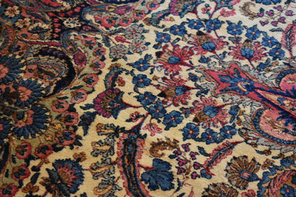 Antique Persian Kerman Lavar Rug, 11'9" x 21'7", in baby blue, blue, ivory and pink - photo 10
