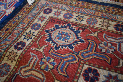 Afghan Kazak Rug, 8'10" x 11'10", in blue, ivory and red - photo 4
