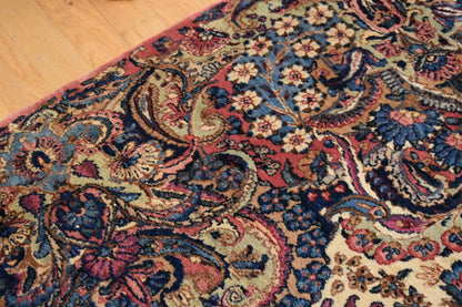 Antique Persian Kerman Lavar Rug, 11'9" x 21'7", in baby blue, blue, ivory and pink - photo 11