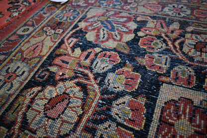 Antique Persian Sarouk Rug, 8'6" x 11'7", in baby blue, navy, pink and salmon - photo 3