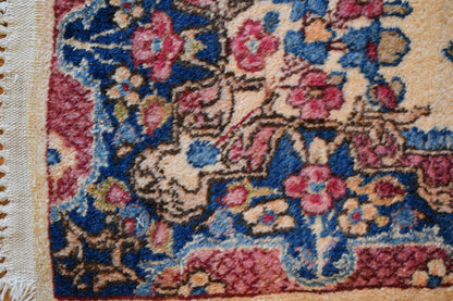 Antique Persian Kerman Rug, 2' x 4', in blue, green, ivory and pink - photo 4
