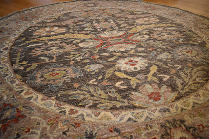 Afghan Peshawar Rug, 5'10" x 6'2", in beige, brick, charcoal and cream