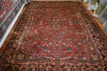 Antique Persian Sarouk Rug, 12'1" x 16'8", in burgundy, gold, navy and red - photo 2