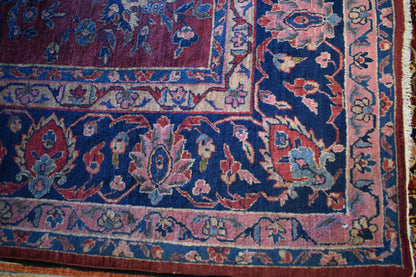 Antique Persian Sarouk Rug, 9' x 11'4", in blue, burgundy and navy - photo 3