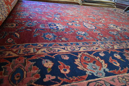 Antique Persian Sarouk Rug, 9' x 11'4", in blue, burgundy and navy - photo 5