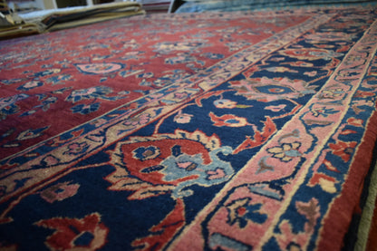 Antique Persian Sarouk Rug, 9' x 11'4", in blue, burgundy and navy - photo 6