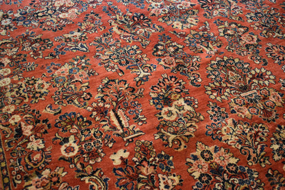 Antique Persian Sarouk Rug, 12'1" x 16'8", in burgundy, gold, navy and red - photo 7