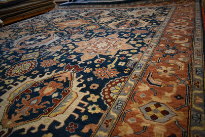 Indian Karajh Rug, 9' x 11'9", in brick, camel, ivory and navy - photo 5