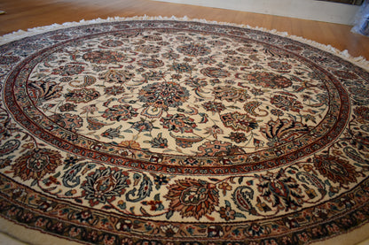Sino Kashan Rug, 6' x 6', in burgundy, cream, green and yellow - photo 2