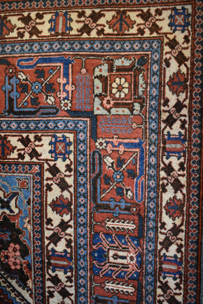 Antique Persian Maymay Rug, 8'11" x 11'9", in black, blue, ivory and rust - photo 3
