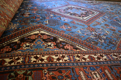 Antique Persian Maymay Rug, 8'11" x 11'9", in black, blue, ivory and rust - photo 5