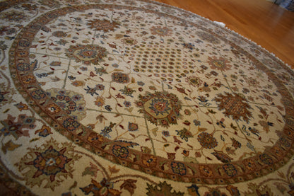Indian Zigler Rug, 6' x 6', in cream, green, pistachio and yellow - photo 5