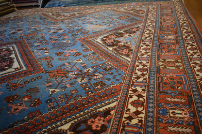 Antique Persian Maymay Rug, 8'11" x 11'9", in black, blue, ivory and rust - photo 6