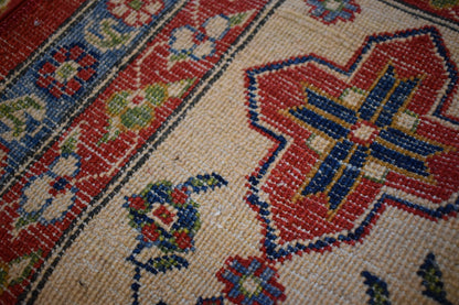 Afghan Kazak Rug, 8'8" x 12'1", in blue, cream, green and red - photo 5