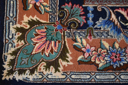 Vintage Persian Tabriz Rug with Silk, 2'5" x 3'6", in blue, navy, pink and rust - photo 5