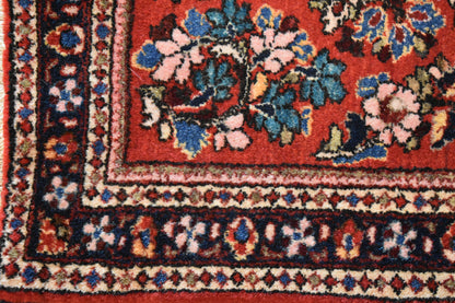 Antique Persian Sarouk Rug, 2'6" x 5', in blue, navy and red - photo 2