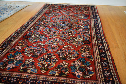 Antique Persian Sarouk Rug, 2'6" x 5', in blue, navy and red - photo 4
