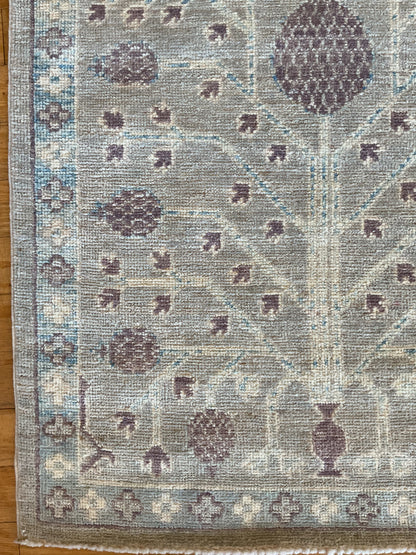 Afghan Oushak Runner, 2'9" x 8', in baby blue, grey, ivory and plum - photo 2