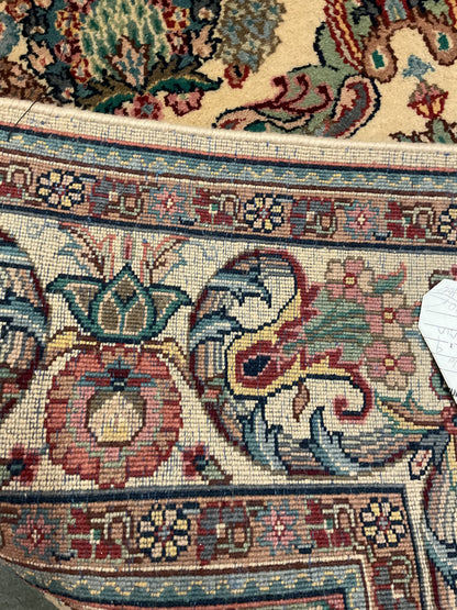 Indian Varamin Rug, 6' x 9', in green, ivory, red and teal
