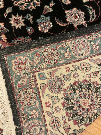 Vintage Sino Kashan Rug, 9' x 11'10", in black, green, ivory and pink - photo 3