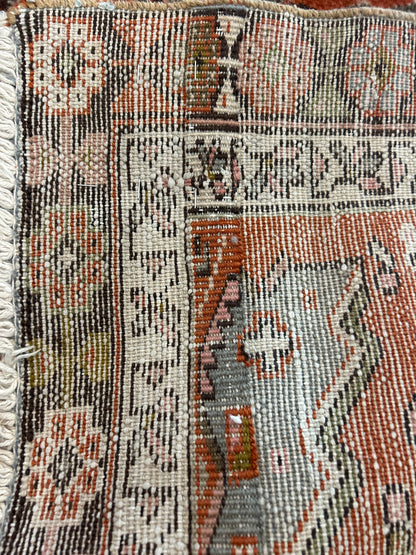 Vintage Persian Karajh Runner, 3'3" x 13'9", in green, ivory, navy and rust - photo 3