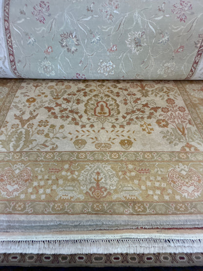 Turkish Oushak Rug, 8'1" x 10'1", in beige, gold and ivory