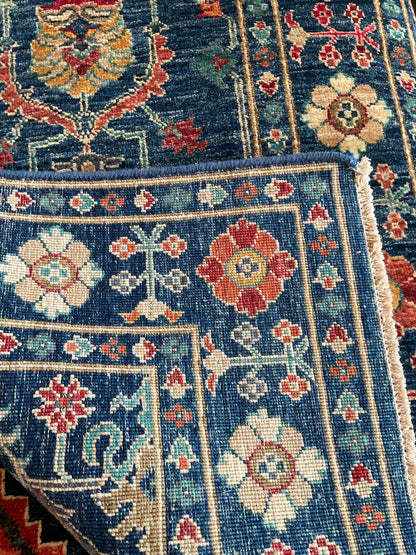 Afghan Mohal Runner, 2'8" x 11'6", in blue, gold, ivory and red - photo 3