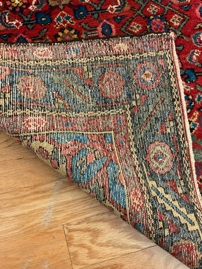Antique Persian Hamadan Rug, 3'5" x 4'10", in gold, navy, red and teal - photo 3