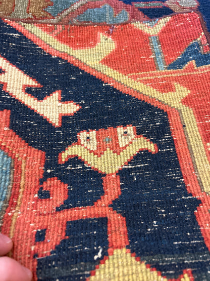 Antique Persian Serapi Runner, 1'10" x 10'4", in brick, khaki, navy and red - photo 3