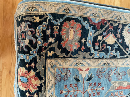 Indian Heritage Heriz Rug, 10' x 14', in baby blue, ivory, navy and rust - photo 3