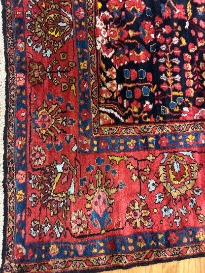 Antique Persian Mehraban Rug, 12'6" x 25', in navy, pink and red - photo 2