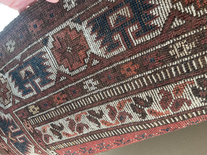 Antique Turkman Essari Runner, 3' x 7'2", in black, brown, ivory and rust - photo 3
