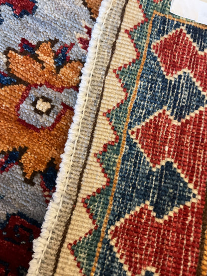 Afghan Baktarie Runner, 2'6" x 8', in baby blue, gold, navy and red - photo 5