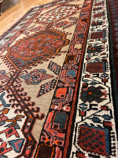 Antique Persian Kurdish Runner, 3'6" x 7'2", in beige, blue, brown and ivory - photo 6