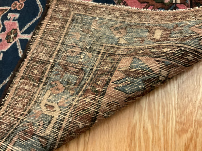 Antique Persian Hamadan Rug, 2'11" x 4'11", in blue, brown, navy and rose - photo 2