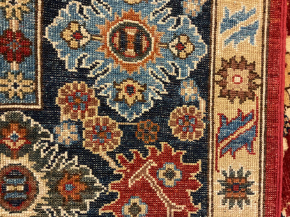Pakistani Kazak Rug, 9'3" x 9'8", in blue, gold, navy and red - photo 3