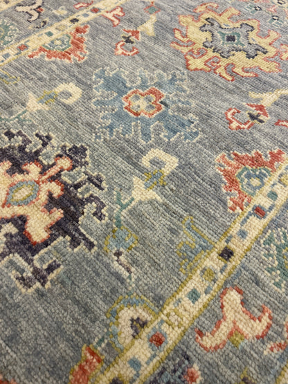 Pakistani Oushak Runner, 2'9" x 11'3", in green, ivory, peach and periwinkle - photo 5