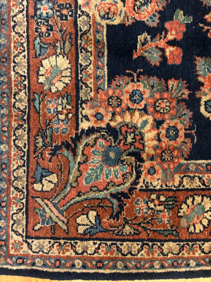 Antique Persian Gazvin Rug, 3'6" x 3'7", in navy, rust, salmon and teal - photo 2