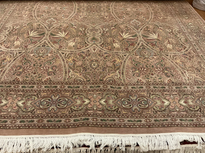 Pakistani Yazd Rug, 8'1" x 10'3", in beige, rose and tan