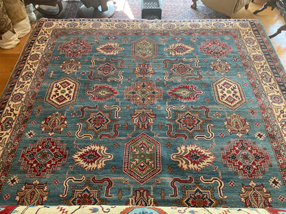 Pakistani Kazak Rug, 9'10" x 13'10", in blue, ivory, navy and red - photo 2