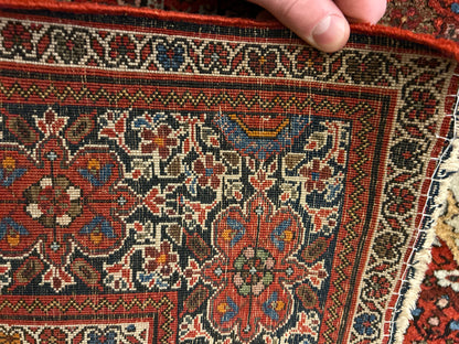 Antique Persian Sarouk Farahan Rug, 4'1" x 6'4", in brick, ivory and navy - photo 3