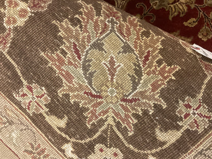 Indian Agra Jaipur Rug with Silk, 8'11" x 12'2", in beige, brown, ivory and rose